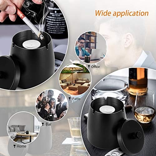 Large Windproof Outdoor Stainless Steel Ashtray with Lid