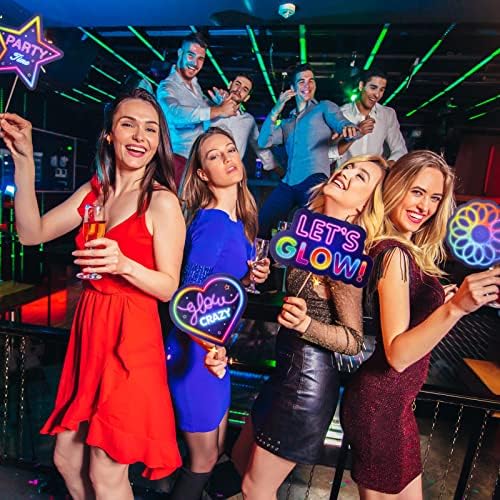 25 Piece Neon Glow Photo Booth Props Set