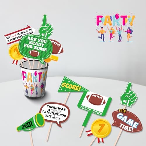 Maicaiffe Football Birthday Photo Booth Props - 24 Pcs