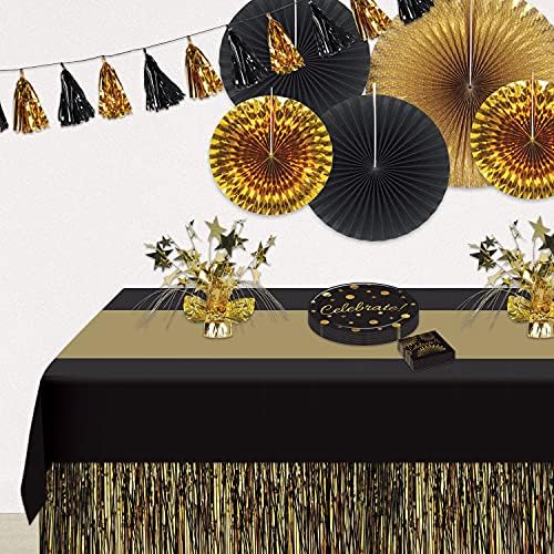Beistle Black and Gold Plastic Tablecover Pack of 2 1