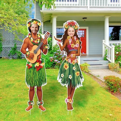 2 Pcs Life Size Hawaiian Couple Photo Props