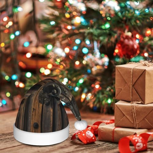 QINZHENG Rustic Antique Wooden Door Santa Hat