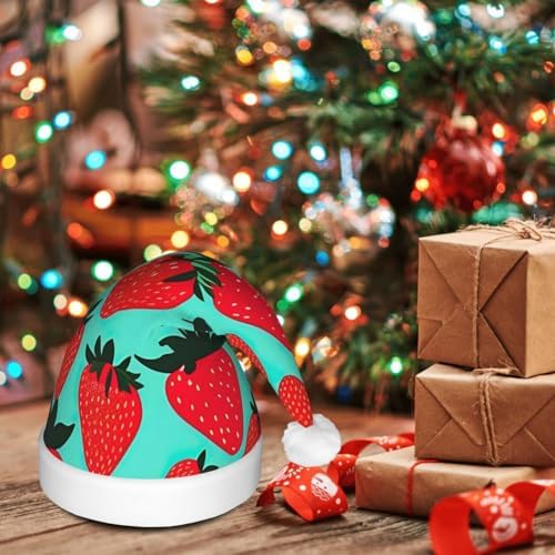 QINZHENG LED Light Up Strawberry Santa Hat for Adults Christmas Party Hat