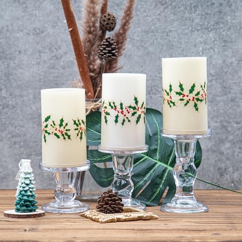 YAKii Clear Glass Candle Holder Set of 3