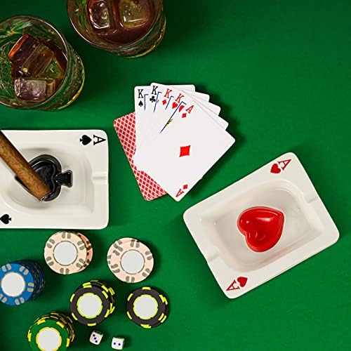 Amylove 2 Pcs Cool Ceramic Ashtray Set with Poker Design