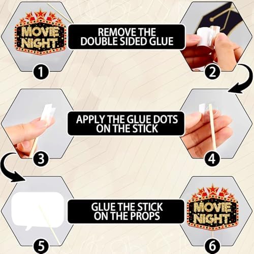 Movie Night Photo Booth Props Hollywood Theme Decorations