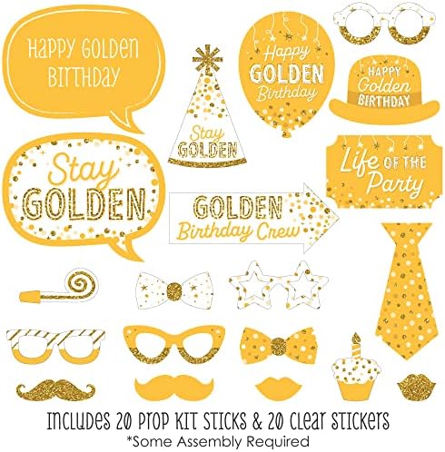 Big Dot of Happiness Birthday Photo Booth Props Kit - 20 Premium Pieces