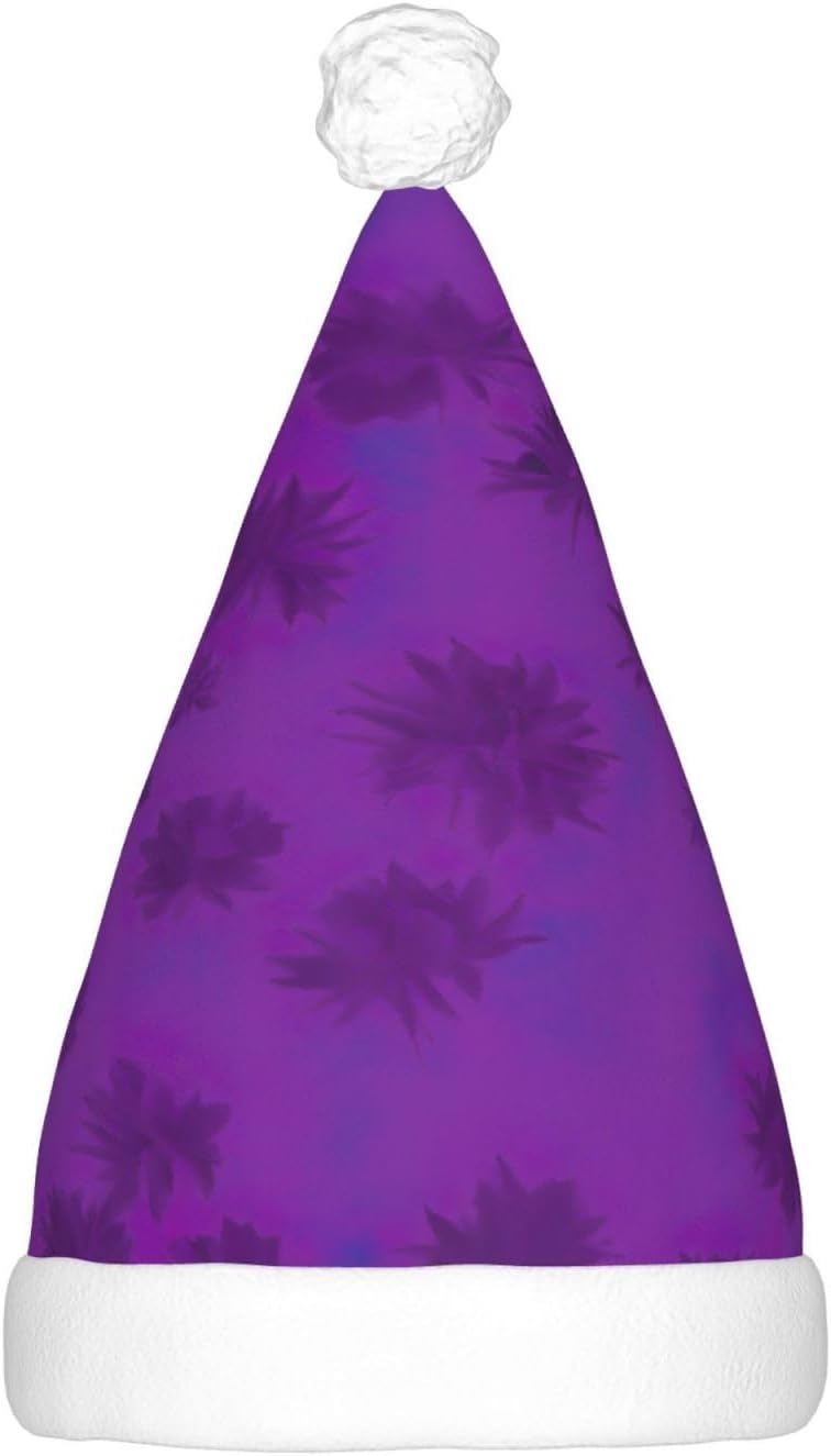 QINZHENG Purple Haze04 Print Santa Hat with LED Lights
