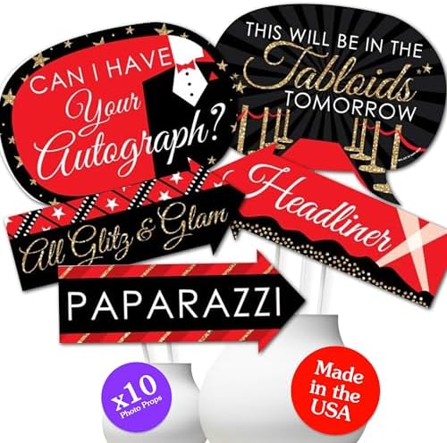 Big Dot of Happiness Funny Red Carpet Photo Booth Props Kit 10 Ct