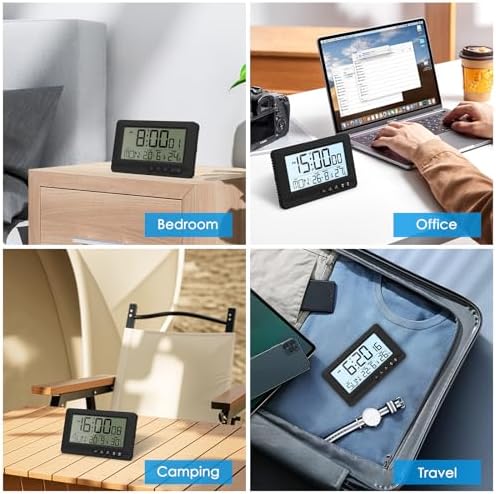 AMIR Travel Alarm Clock with LCD Display and Dual Alarms