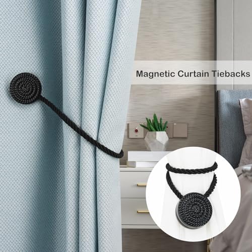 Black Magnetic Curtain Tie Backs 4 Pack