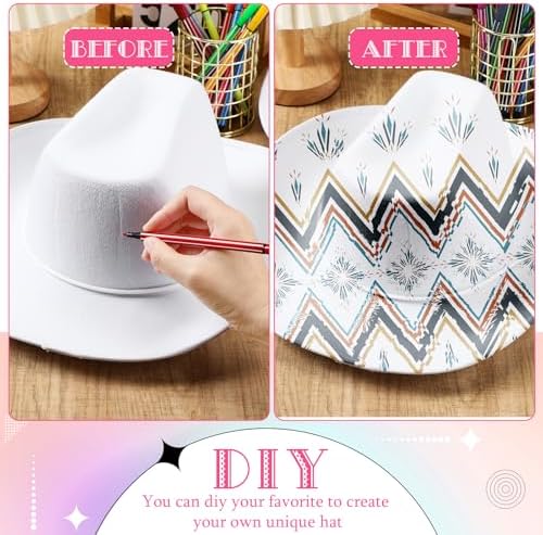 DIY White Cowboy Hats with Markers for Costume Parties