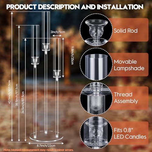 6 Set 3 Arm Clear Candelabra Candle Holder