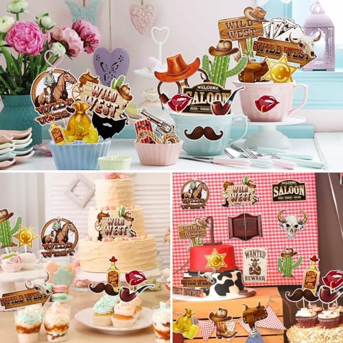 Cowgirl Cowboy Photo Booth Props 30Pcs Western Theme Decorations