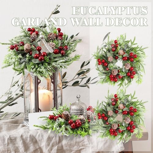 Lyrow 4 Pcs Christmas Candle Rings Wreath Holder