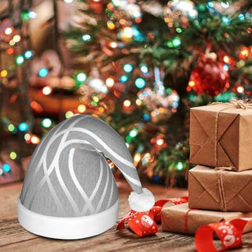 Silver Geometric Print LED Christmas Hat for Adults