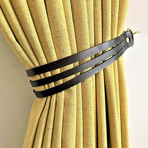 Elegant Leather Curtain Tiebacks 2 Pcs Holdback Ropes Black