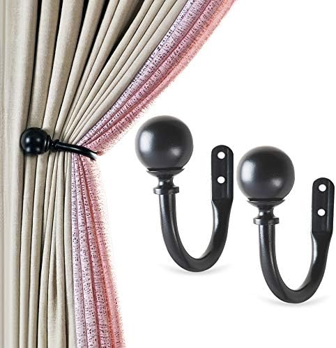Deco Window Curtain Holdbacks Set of 2 Black Matte
