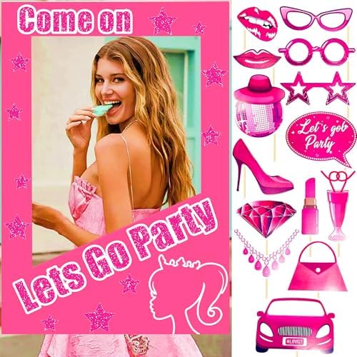 JeVenis 15 Pcs Lets Go Party Photo Booth Props Set