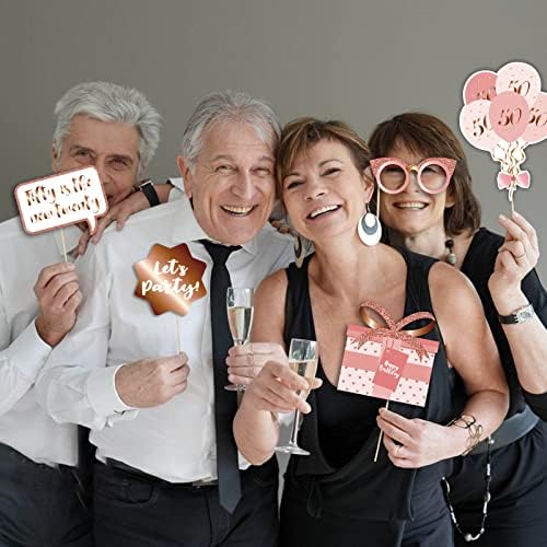 50th Birthday Photo Booth Props Kit Rose Gold