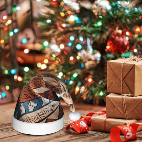 QINZHENG Native Pattern Print Santa Hat for Women