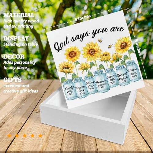 Inspirational Bible Verse Wooden Box Sign for Home Office