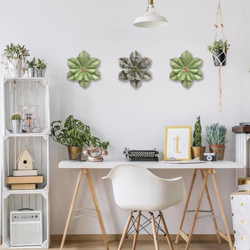Rustic Metal Flower Wall Sculpture 125 Inch Green
