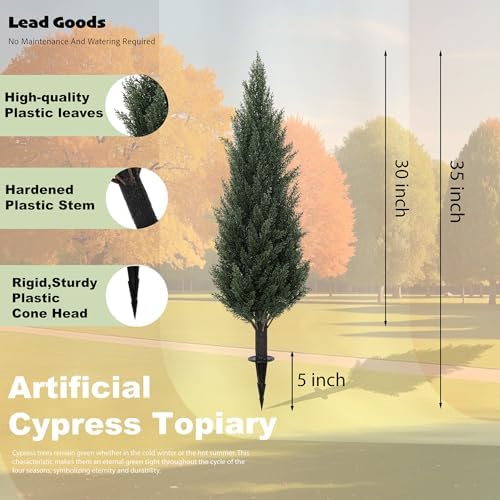 3FT Artificial Cypress Topiary Trees Set of 2 with Ground Spike