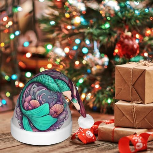 QINZHENG Mermaid Santa Hat with LED Lights
