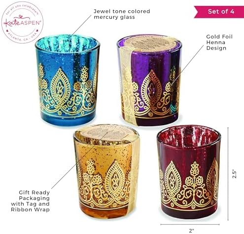 Kate Aspen Indian Jewel Henna Candle Holders Set of 4