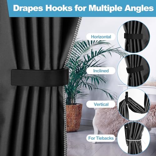 Kigley 4 Pcs Wood Curtain Tiebacks with Hooks