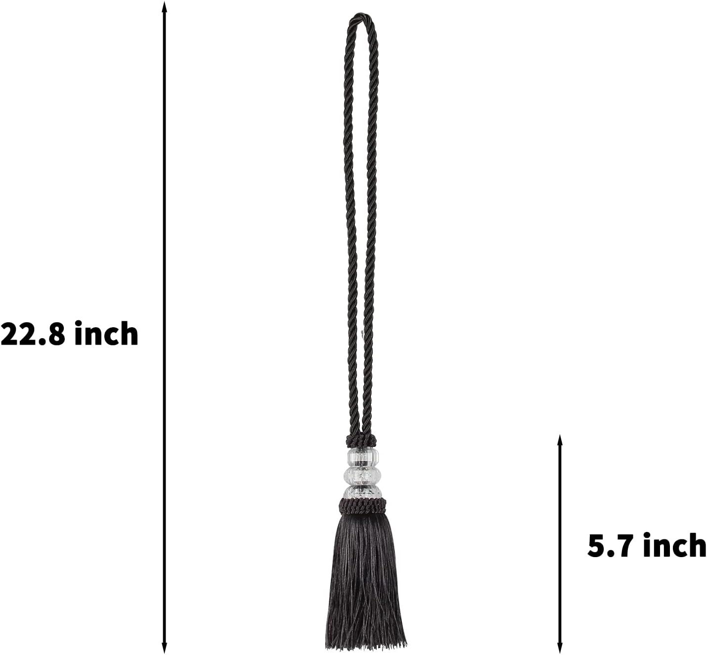 Curtain Tiebacks with Tassel 2 Pack Charcoal