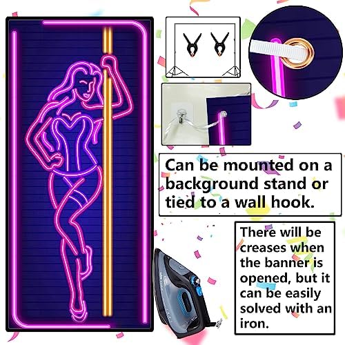 Neon Pole Dance Hot Sexy Girl Decor Banner