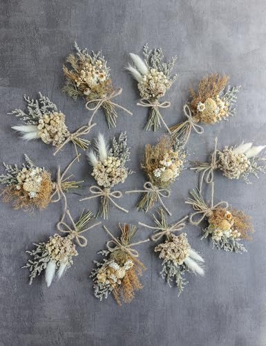 Mini Dried Flower Bouquet Set Brown 12PCS