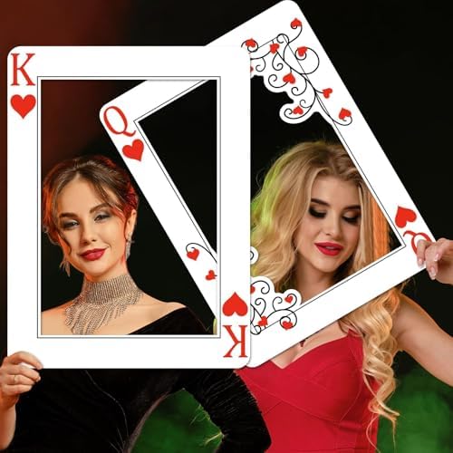 Casino Night Photo Booth Props Queen and King of Hearts