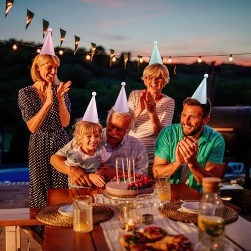 30PCS Rainbow Cone Hats for Kids Adults Party Decor
