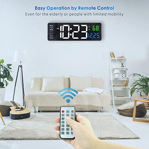 Plumeet 16 Inch Large Digital Wall Clock with Remote Control and 2 Alarm