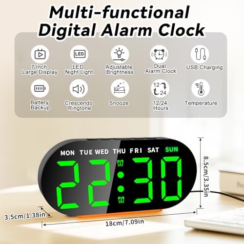 DTKID Digital Alarm Clock with Dual Alarms and Snooze