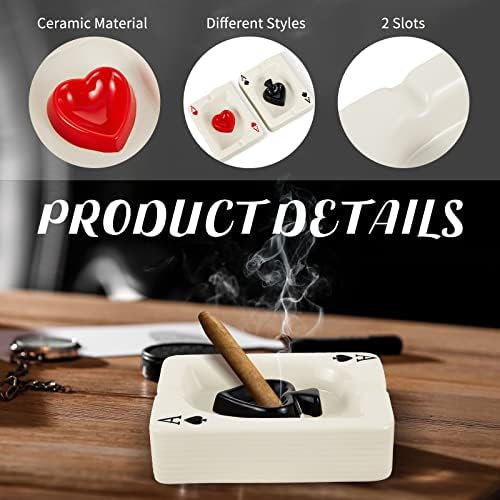 Amylove 2 Pcs Cool Ceramic Ashtray Set with Poker Design