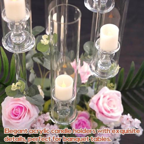 6 Set 3 Arm Clear Candelabra Candle Holder