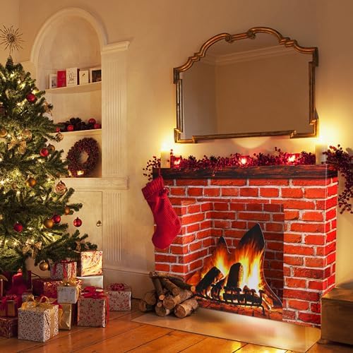 Purple Star 1N Christmas Cardboard Fireplace Prop