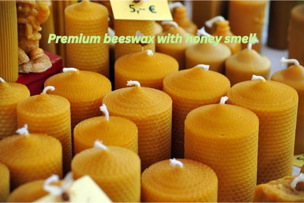 4 Pack Natural Beeswax Pillar Candles 384 Hours Long Burning