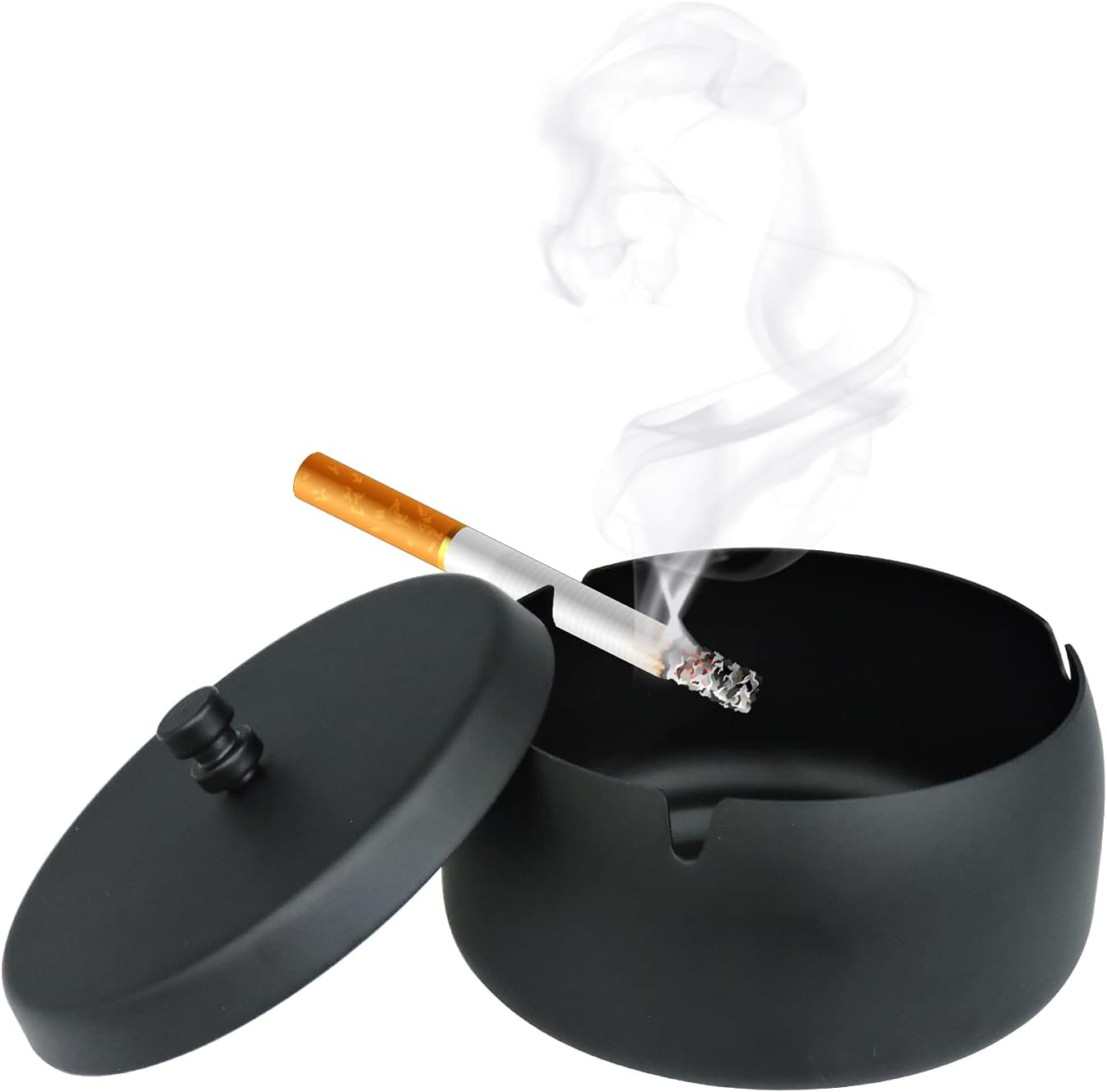 Andiker Large Metal Ashtray with Lid for Home Office