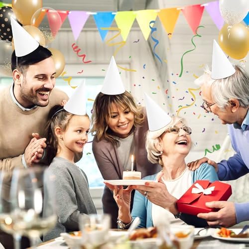 CANREVEL 50 White Party Hats for Kids and Adults