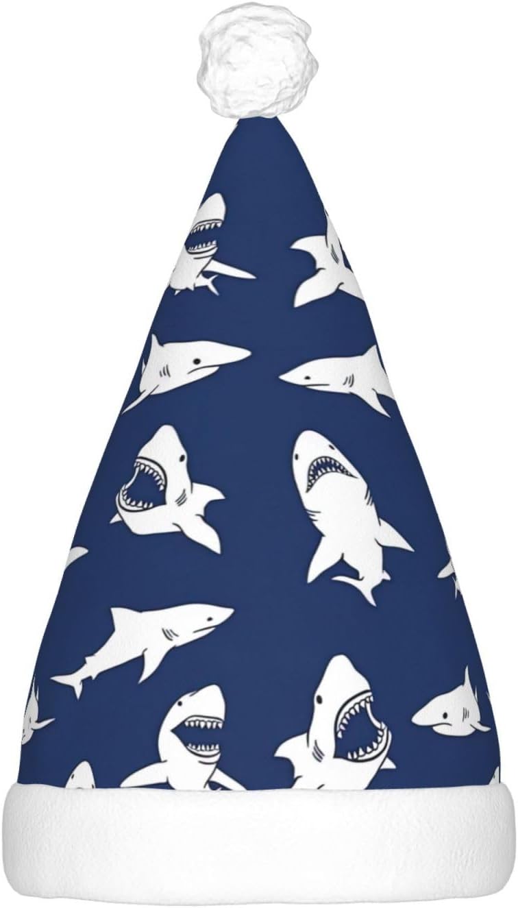 QinZheng Sea Fish Print LED Santa Hat for Adults Christmas Party