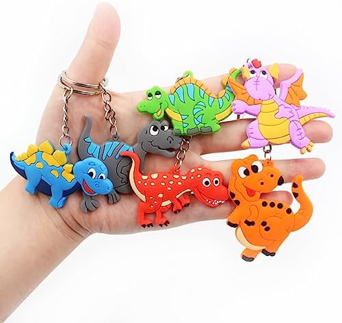 12 Pcs Dinosaur Keychains for Party Supplies and School Bags