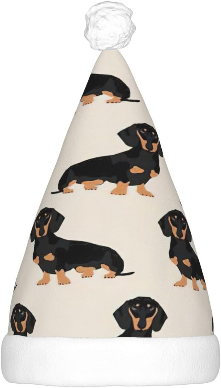 QINZHENG Dachshund Dog Halloween Santa Hat for Adults