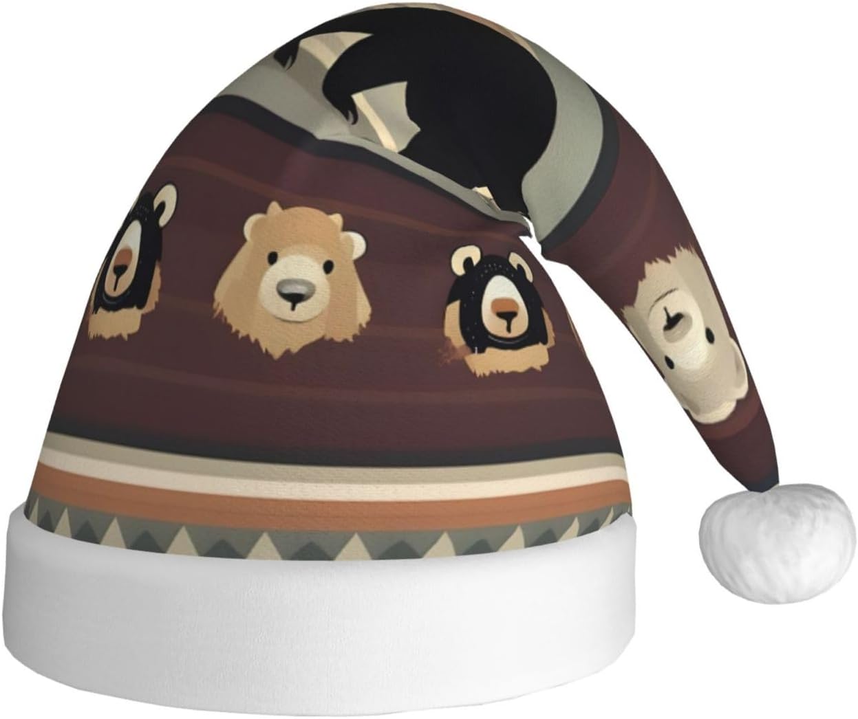 Personalized Santa Hat with Bear Print for Women