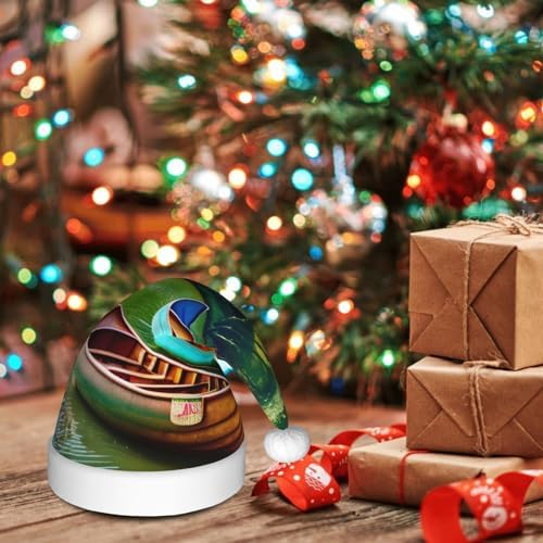 QinZheng Personalized Santa Hat with Lake Boats Canoes Park Print