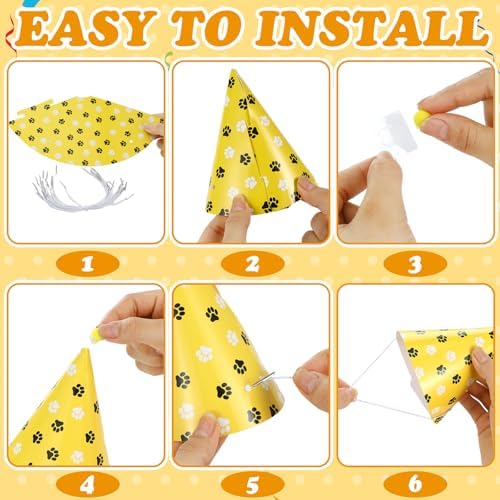 72 Pcs Dog Paw Party Hat Set with Blowers and Noise Makers